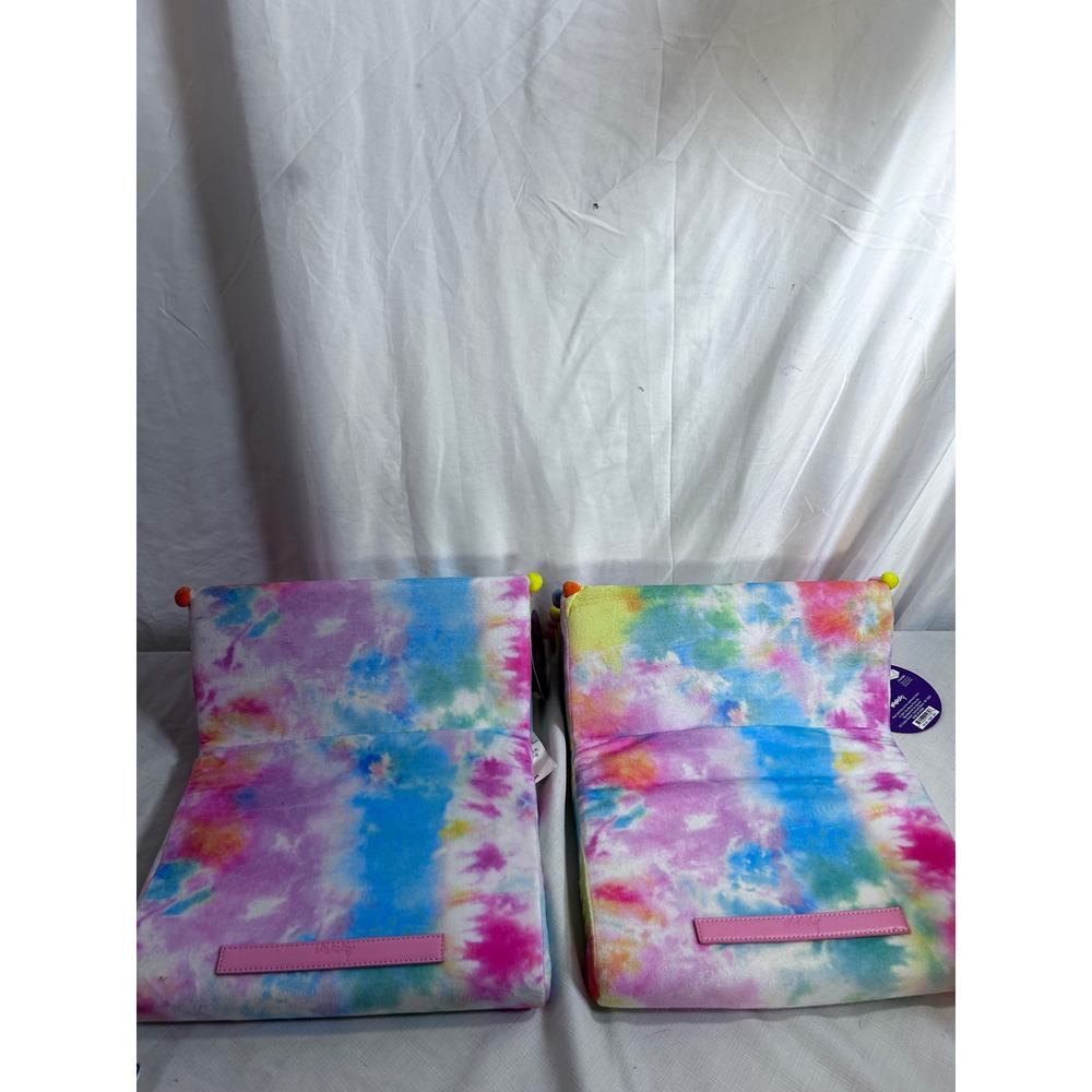 2 I-scream Tablet Pillow OS Tie Dye Pom Pom Folding Plush Stand Kids